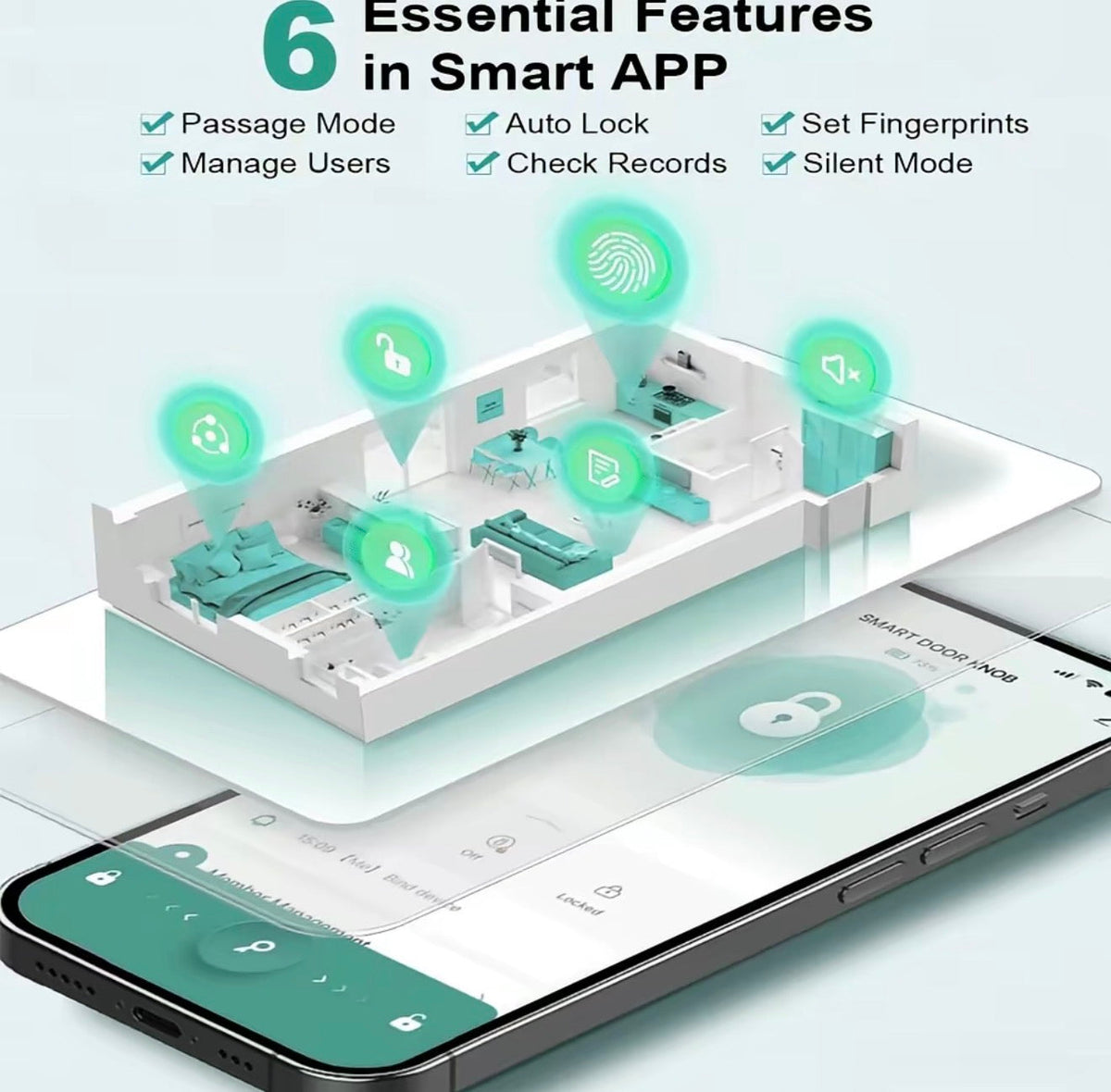 BioSecure Fingerprint Smart Door Lock | App Control & Backup Keys