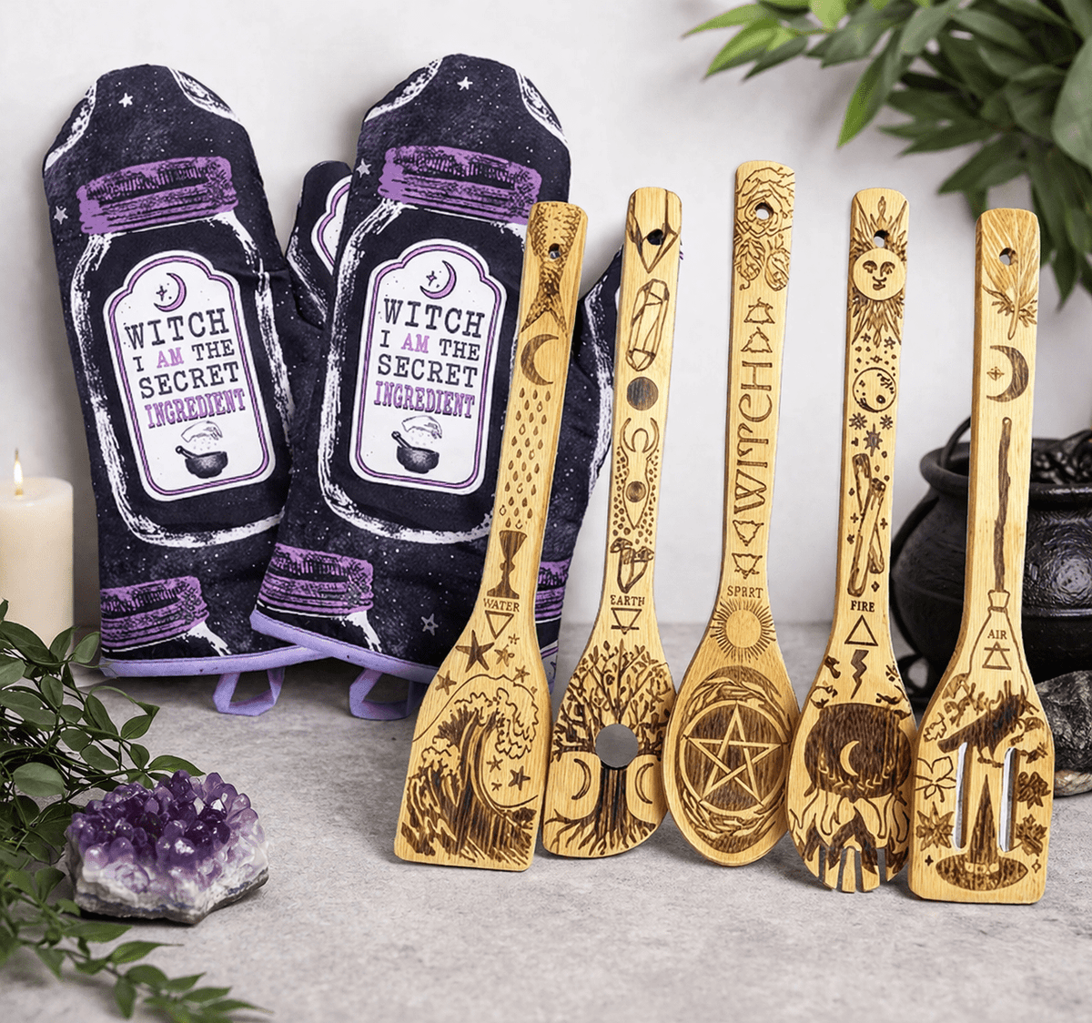 5-Piece Bamboo Kitchen Utensil Set | Five Elements by Spirit Nest