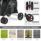 Double Pet Stroller with 2 Detachable Carriers | Foldable Frame