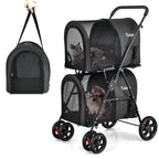 Double Pet Stroller with 2 Detachable Carriers | Foldable Frame