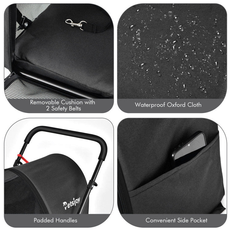 Double Pet Stroller with 2 Detachable Carriers | Foldable Frame