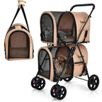 Double Pet Stroller with 2 Detachable Carriers | Foldable Frame