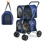 Double Pet Stroller with 2 Detachable Carriers | Foldable Frame