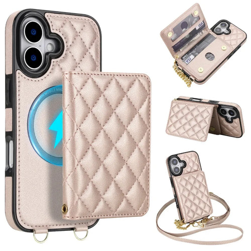 2 in 1 for Magsafe Magnetic Detachable Wallet Phone Case for  16 15 Pro Max Card Slot Holder Crossbody Lanyard Cover