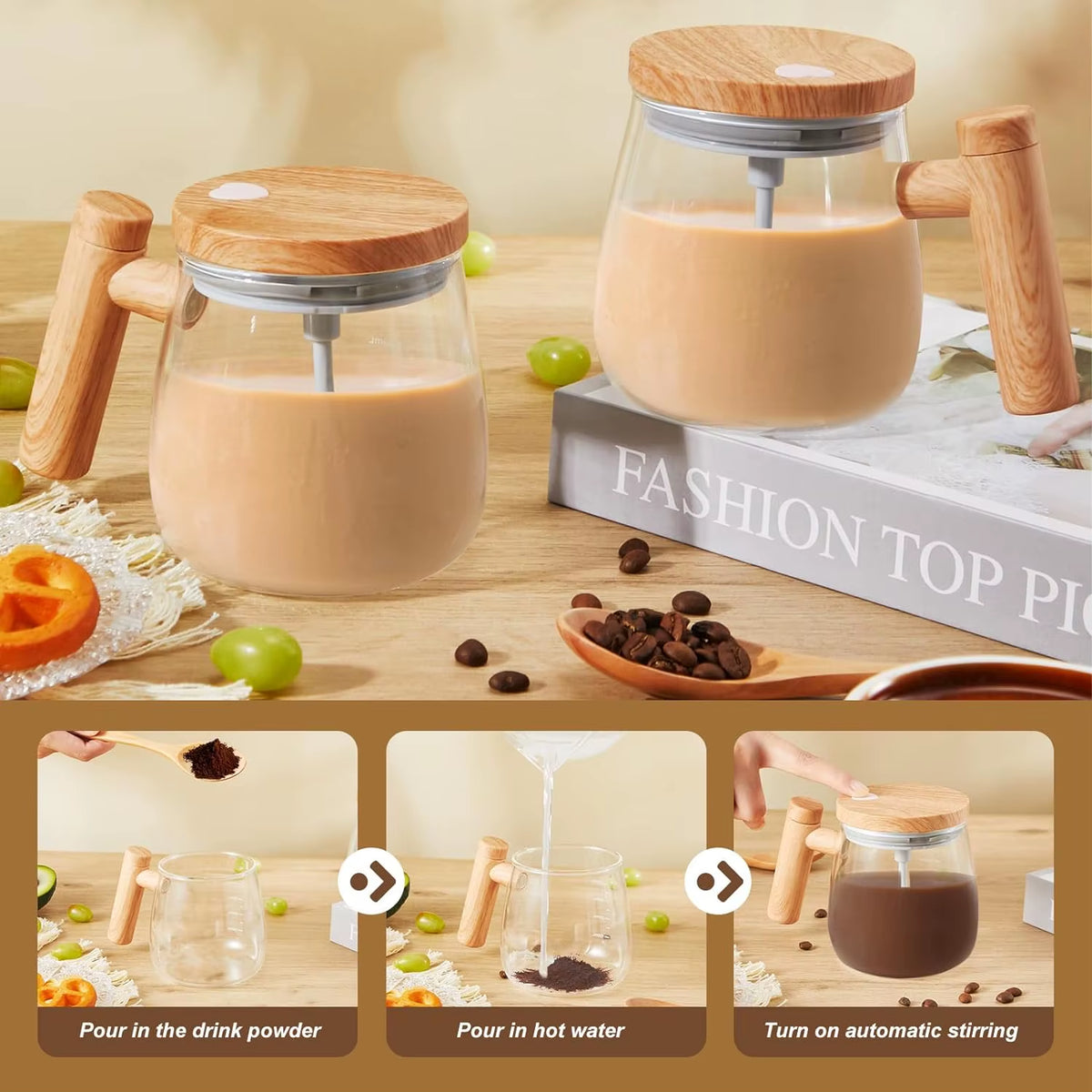 400ML Self Stirring Mug 7000RPM Electric High Speed Mixing Mug with Waterproof Automatic Mix Cup for Coffee Milk Protein Powder