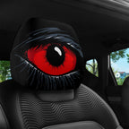 2 Pcs Red Devil'S Eye Car Headrest Covers - Red and Black Gothic Design, Washable, Suitable for General Motors Vehicles