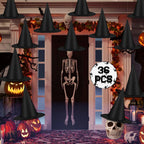 12 PCS Halloween Witch Hats, Black Hanging Witch Hats Porch Yard Decor