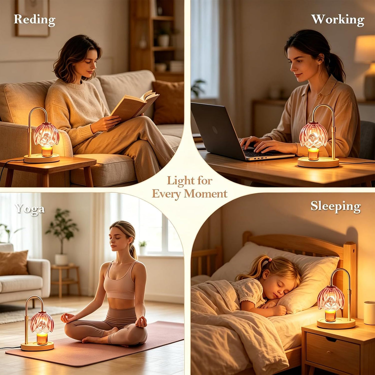 Flower Candle Warmer Lamp with Timer, Dimmable, Adjustable Height