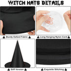 12 PCS Halloween Witch Hats, Black Hanging Witch Hats Porch Yard Decor