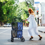 Double Pet Stroller with 2 Detachable Carriers | Foldable Frame