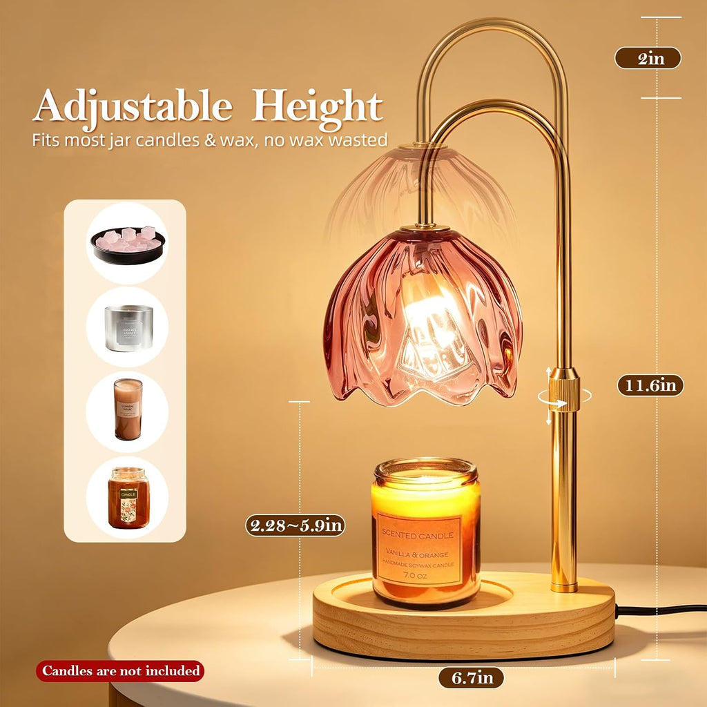 Flower Candle Warmer Lamp with Timer, Dimmable, Adjustable Height
