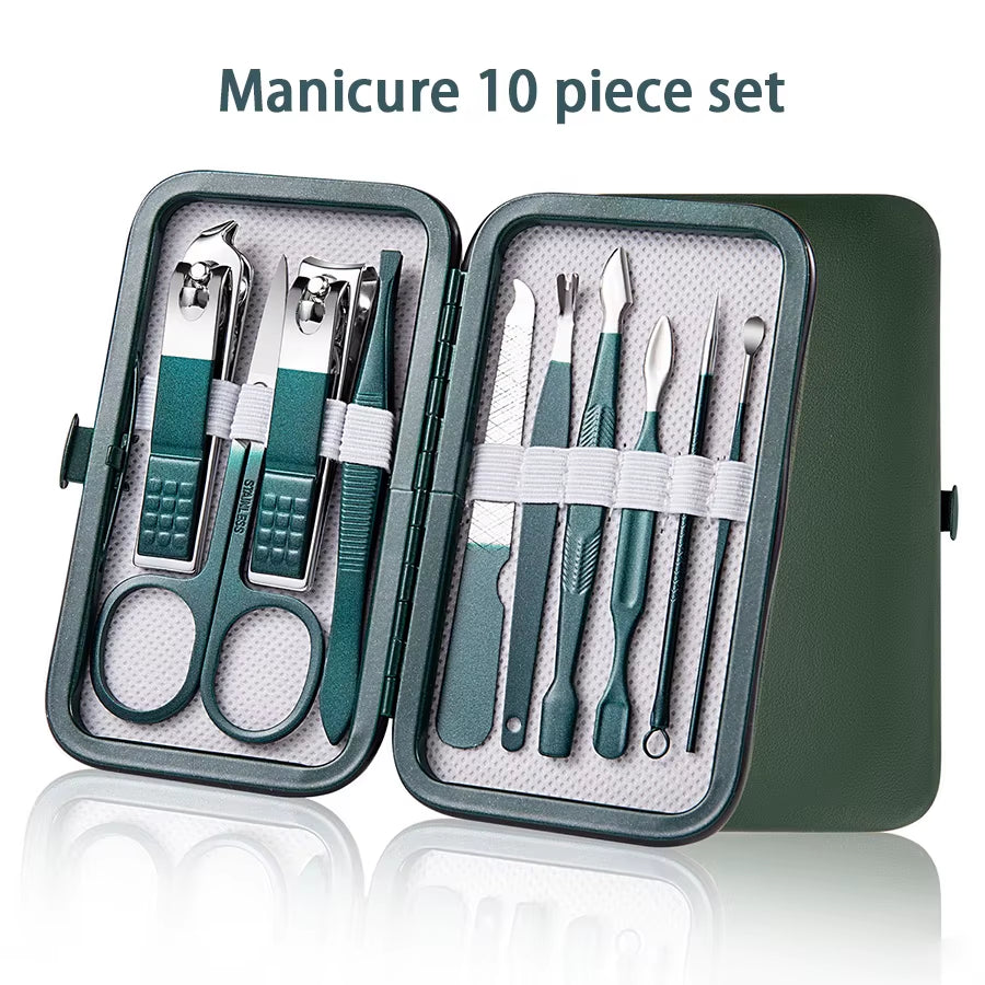 Professional 7/10/12/18 Piece Nail Care Kit Stainless Steel Manicure & Pedicure Set Nail Clipper Set with Travel Case