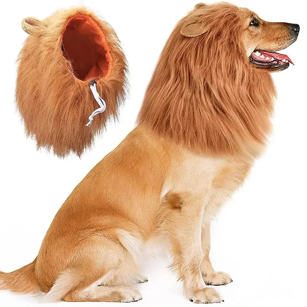 Halloween Accessories Pet Lion Head Wig Cosplay Dog Head Set Everyday Party Pet Supplies Creative Funny Dog Hair