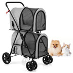 Double Pet Stroller with 2 Detachable Carriers | Foldable Frame
