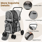 Double Pet Stroller with 2 Detachable Carriers | Foldable Frame
