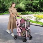 Double Pet Stroller with 2 Detachable Carriers | Foldable Frame