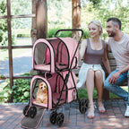 Double Pet Stroller with 2 Detachable Carriers | Foldable Frame