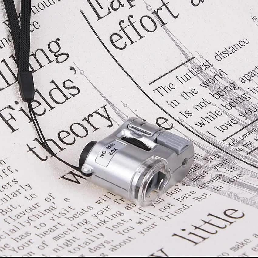 60X Pocket Microscope | Handheld Magnifier with LED & UV Light