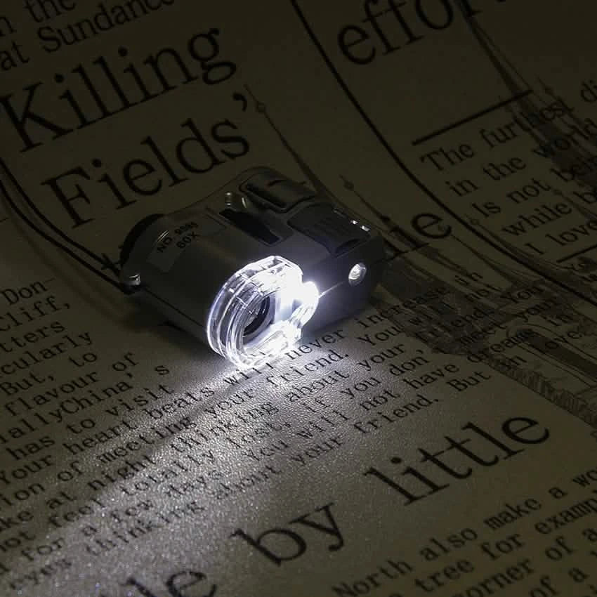 60X Pocket Microscope | Handheld Magnifier with LED & UV Light