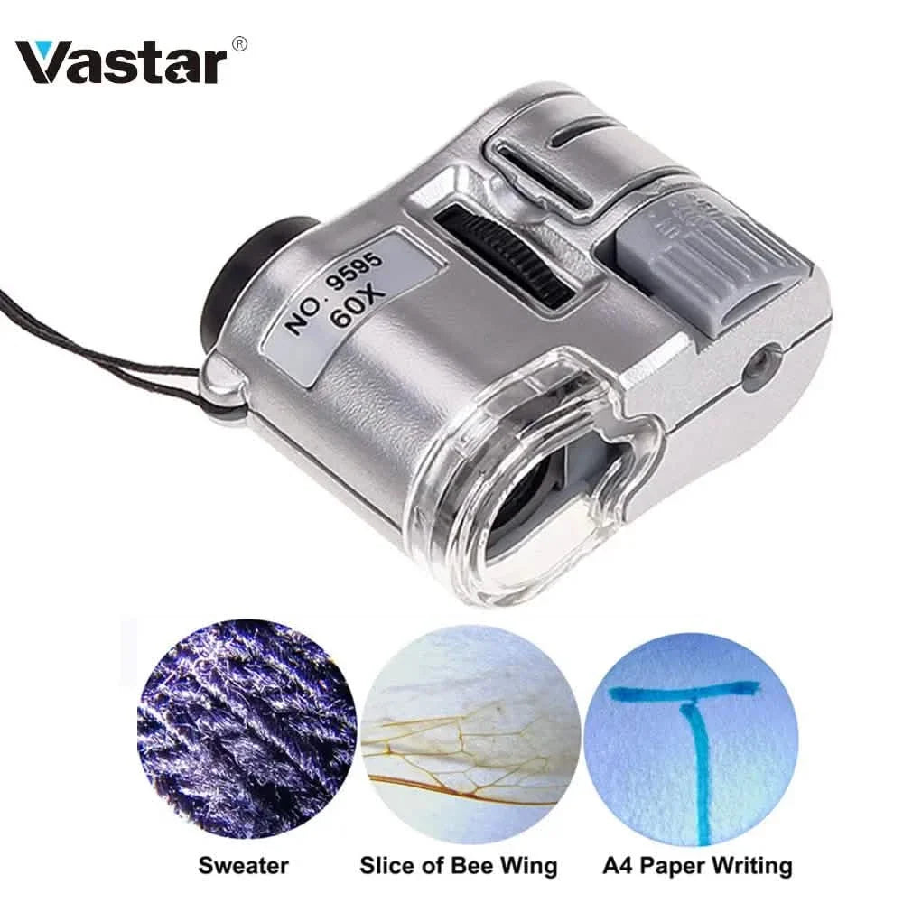 60X Pocket Microscope | Handheld Magnifier with LED & UV Light