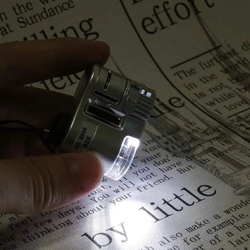60X Pocket Microscope | Handheld Magnifier with LED & UV Light