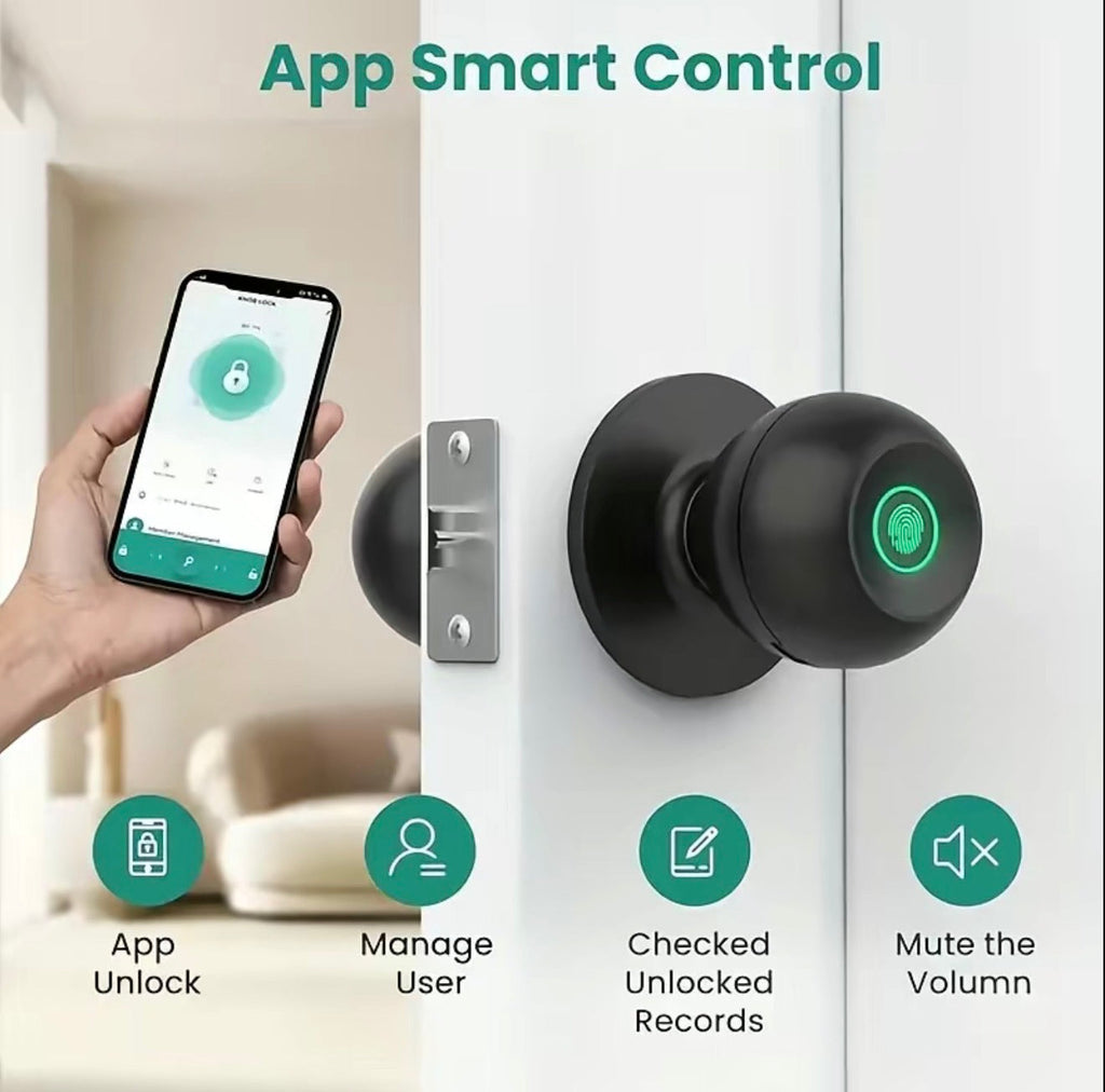 BioSecure Fingerprint Smart Door Lock | App Control & Backup Keys