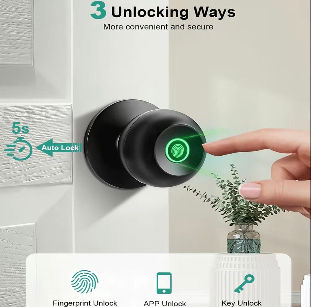 BioSecure Fingerprint Smart Door Lock | App Control & Backup Keys