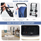 Double Pet Stroller with 2 Detachable Carriers | Foldable Frame
