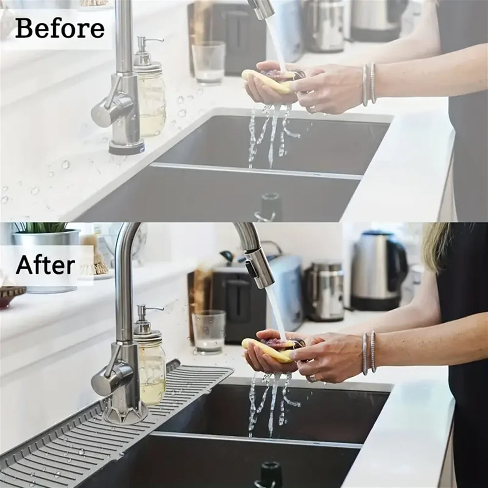 Silicone Drain Mat, Kitchen Faucet Sink Splash Guard, Sink Draining Pad behind Faucet,For Kitchen & Bathroom Countertop Protect