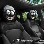 2Pc Cozy Cartoon Cuddles for Your Car's Napping Neck - Smiley Face Headrest Huggers That Wash Away Road Trip Grime!