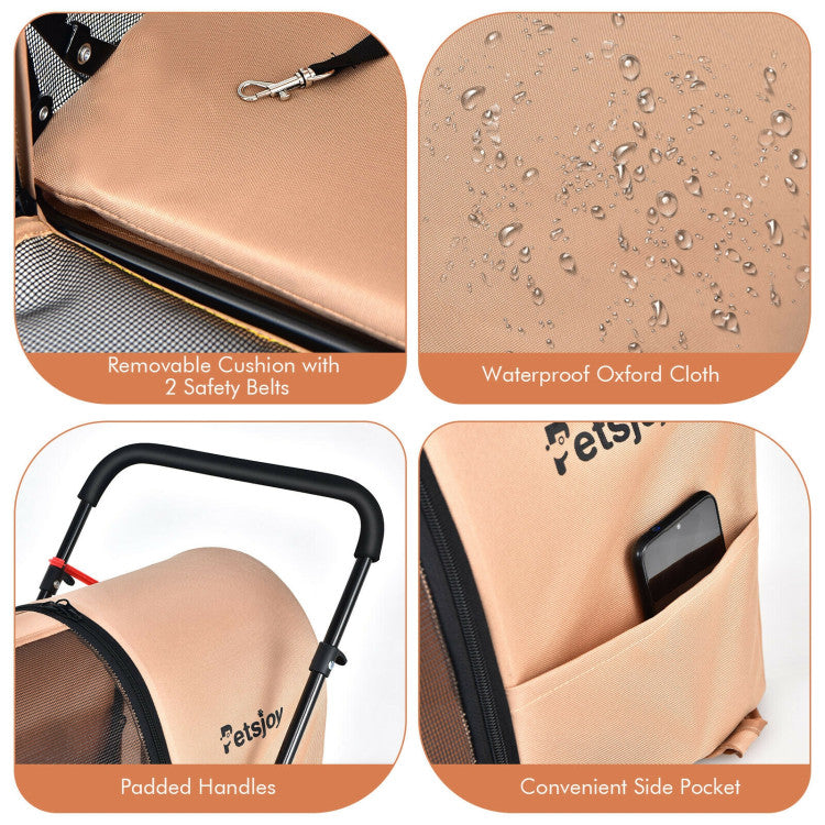 Double Pet Stroller with 2 Detachable Carriers | Foldable Frame