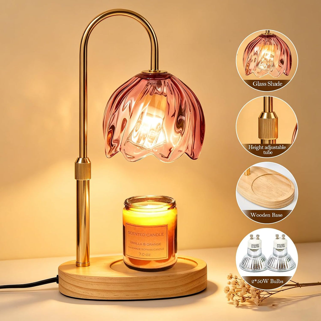 Flower Candle Warmer Lamp with Timer, Dimmable, Adjustable Height