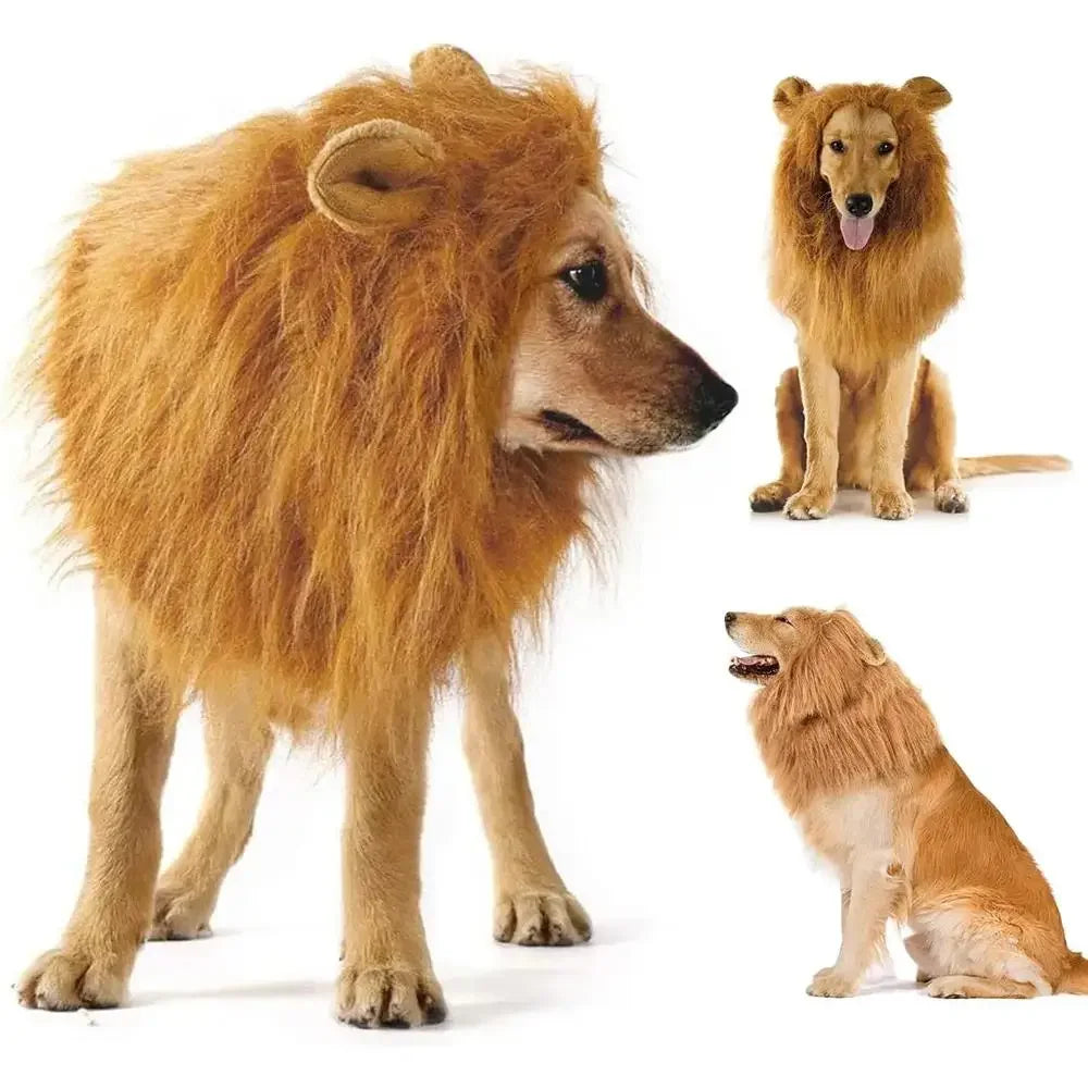 Halloween Accessories Pet Lion Head Wig Cosplay Dog Head Set Everyday Party Pet Supplies Creative Funny Dog Hair