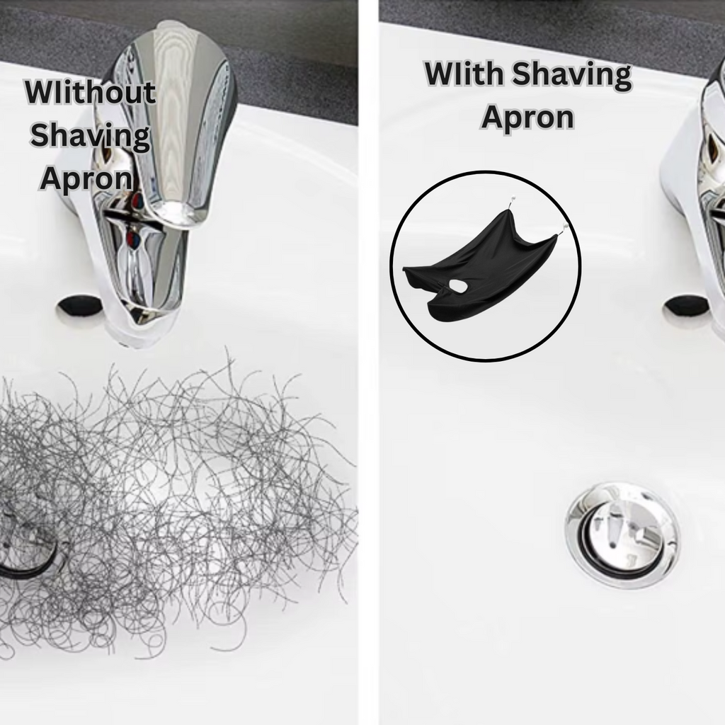 Before-and-after comparison: clean sink vs. messy shaving
