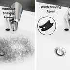 Before-and-after comparison: clean sink vs. messy shaving