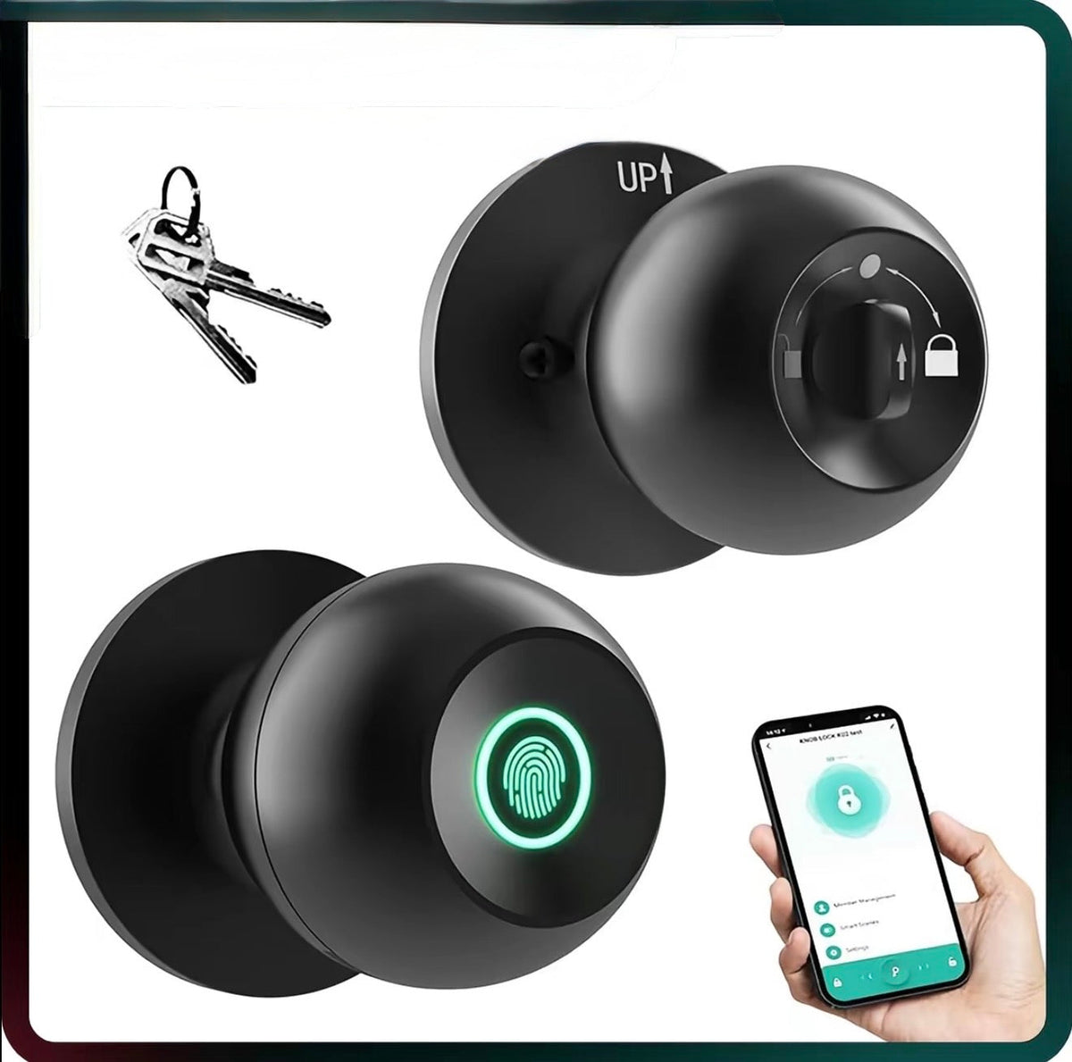 BioSecure Fingerprint Smart Door Lock | App Control & Backup Keys