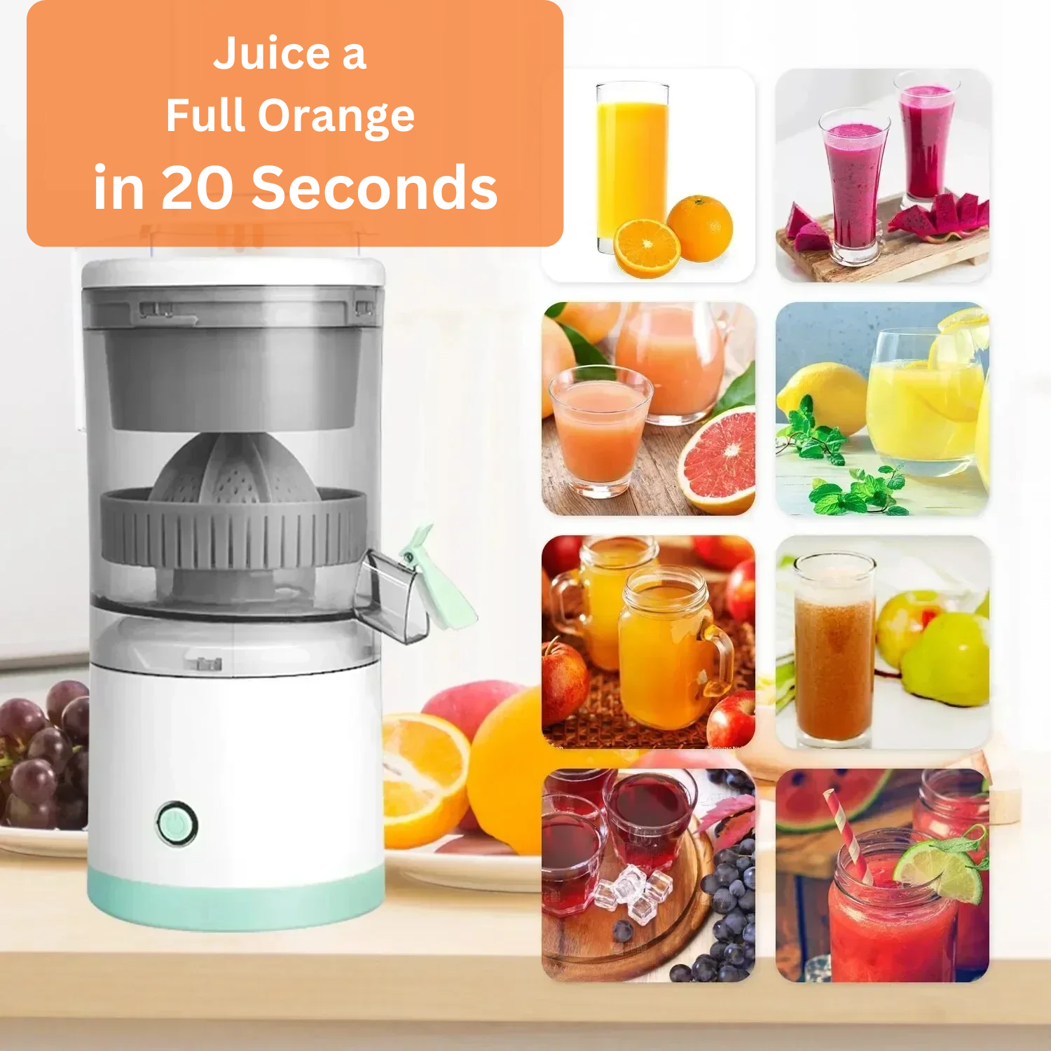 Enjoy Fresh Juice Anytime with this Portable Electric Citrus Juicer