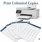 Printer with paper output and January 2025 calendars on a white background