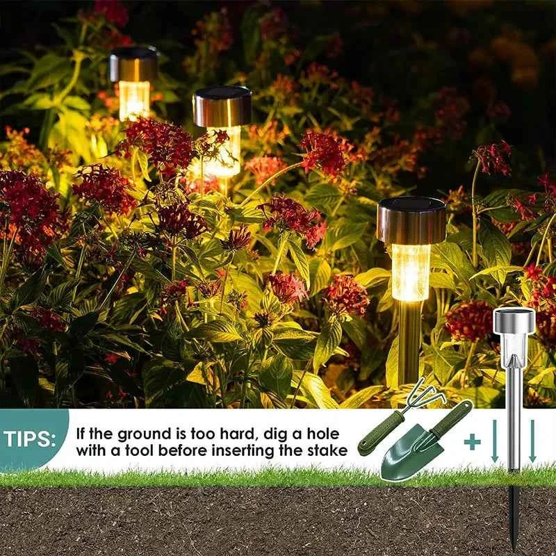 Solar Pathway Lights, 10-Pack | Outdoor Garden Stake Lanterns