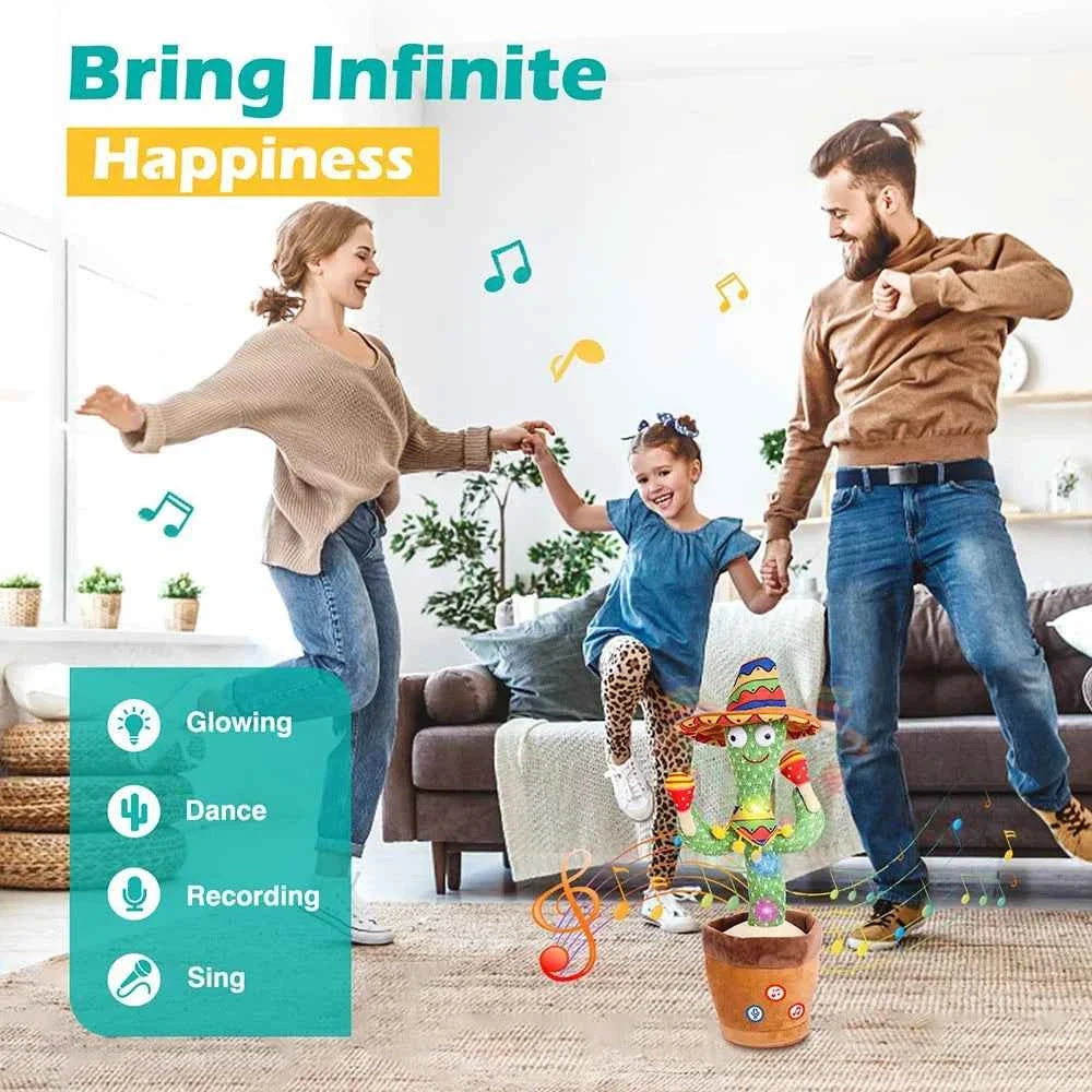 Talking Dancing Cactus Toy | Voice Repeat, Music & LED Lights