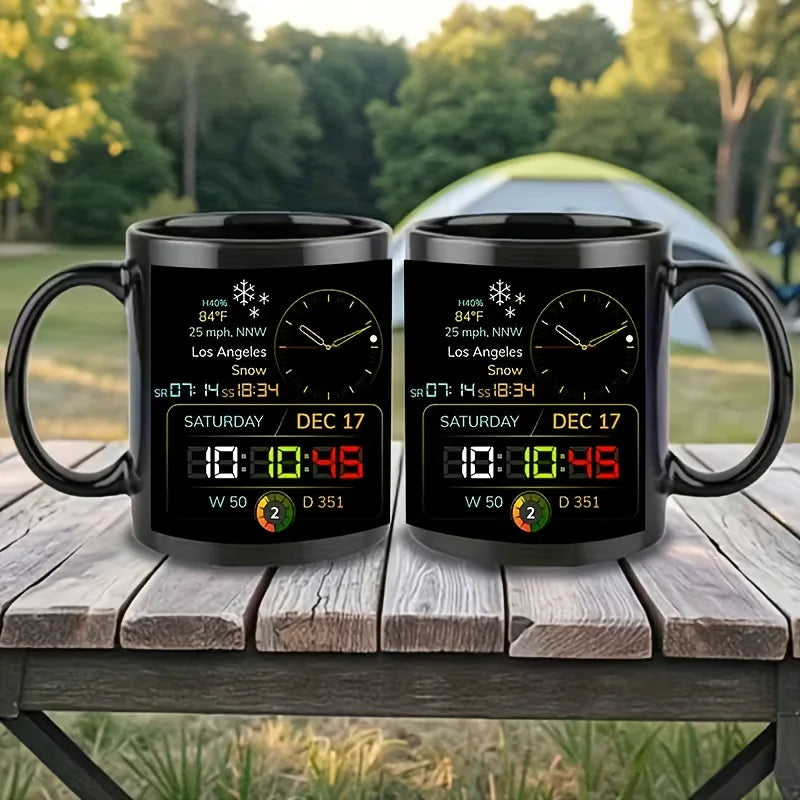 Cup Black Creative Time Large Capacity Coffee Cup Light Luxury Premium Sensing Cup with Handle