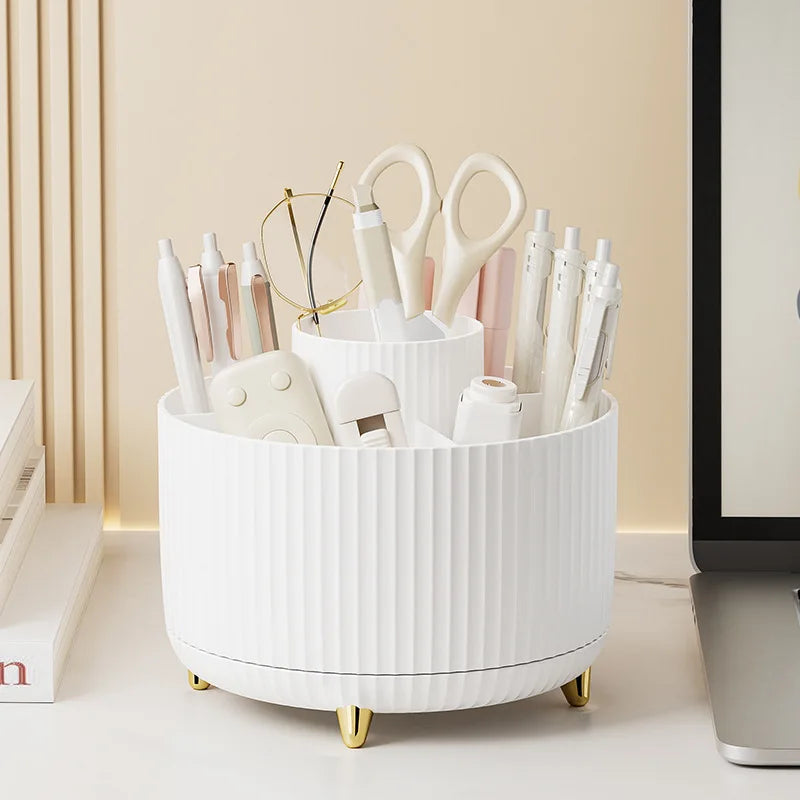 360° Rotating Makeup Organizer with 5 Compartments