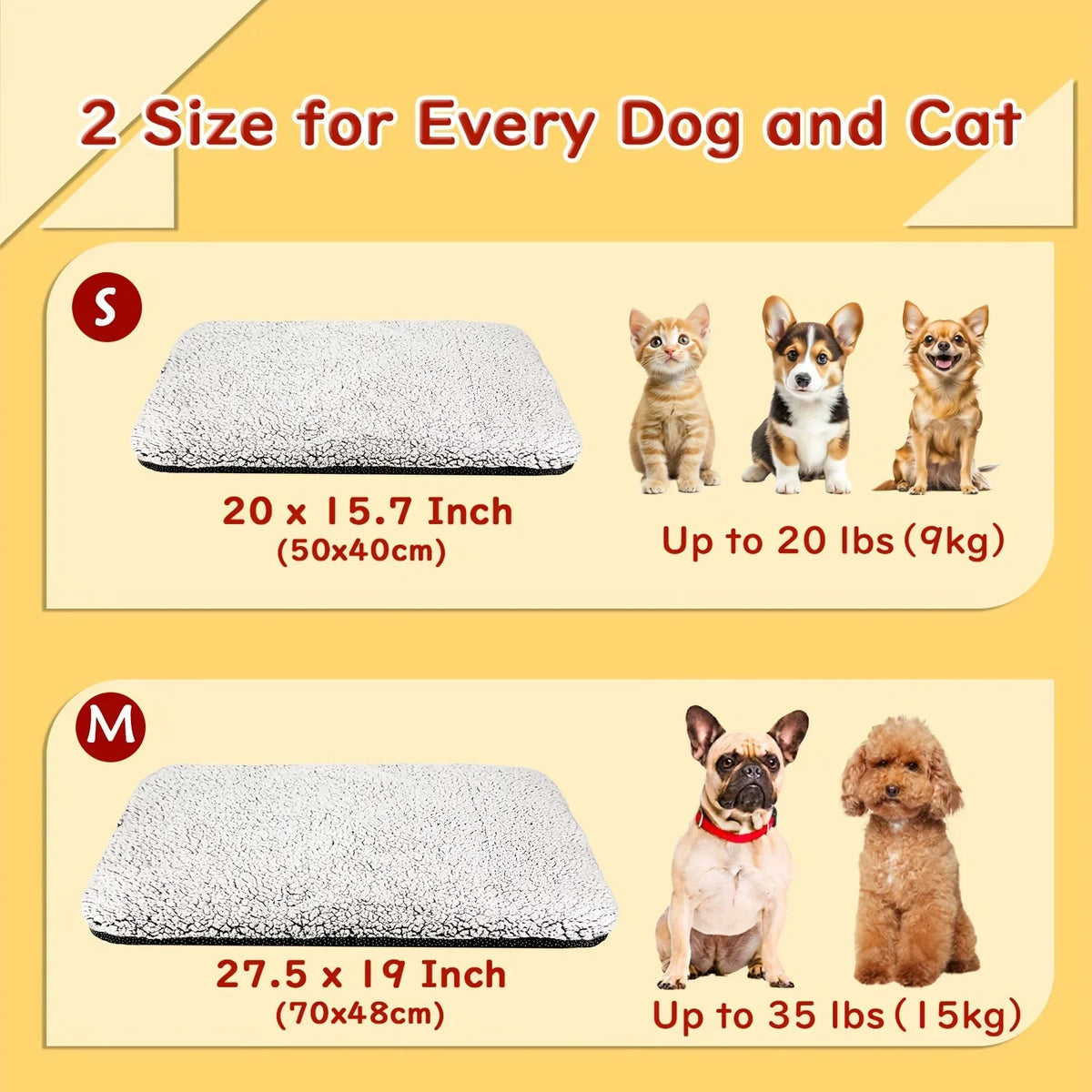 Self-Warming Pet Mat for Cats & Dogs | Washable Thermal Cushion