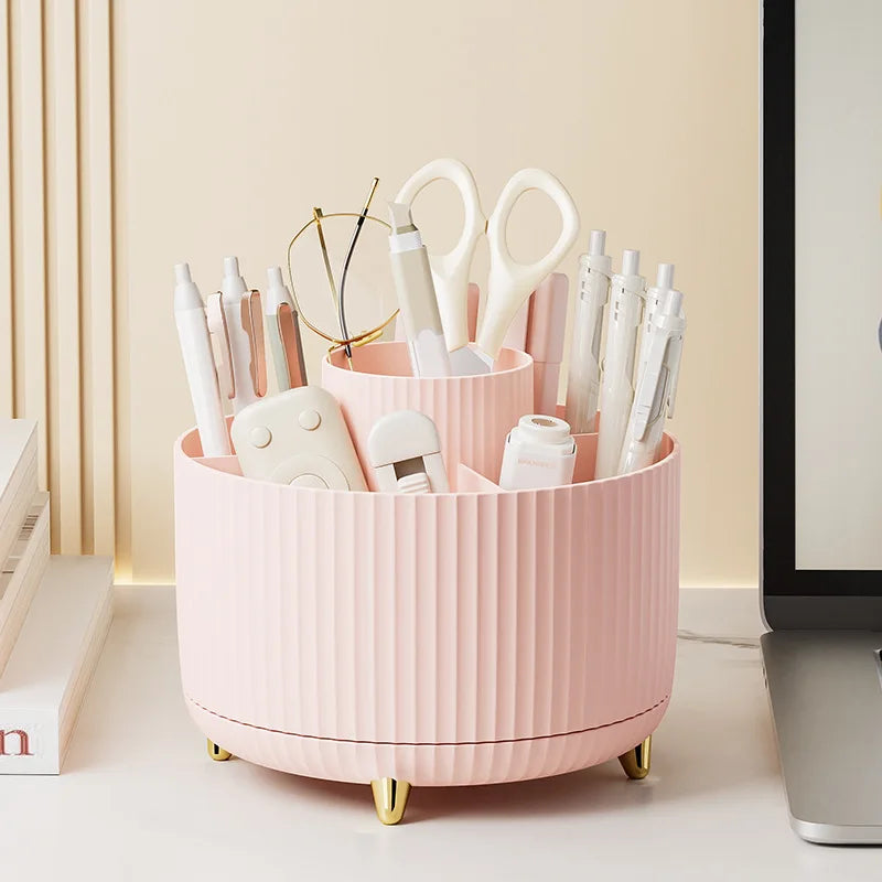 360° Rotating Makeup Organizer with 5 Compartments