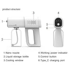 380ML Electric Nano Blue Light Steam Spray K5 Wireless Fogging Disinfection Sprayer Gun Type-C Atomization Sanitizer Machine