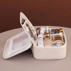Travel Makeup Bag with Handle | PU Cosmetic & Toiletry Organizer