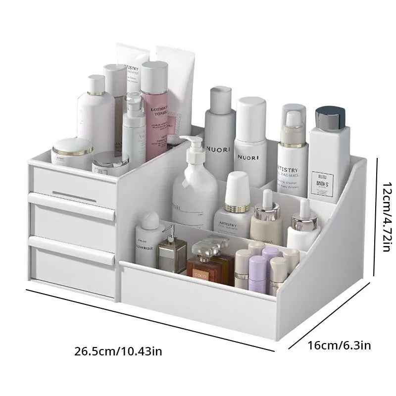 White Makeup Organizer with Drawers & Skincare Storage