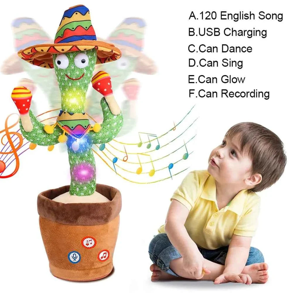 Talking Dancing Cactus Toy | Voice Repeat, Music & LED Lights