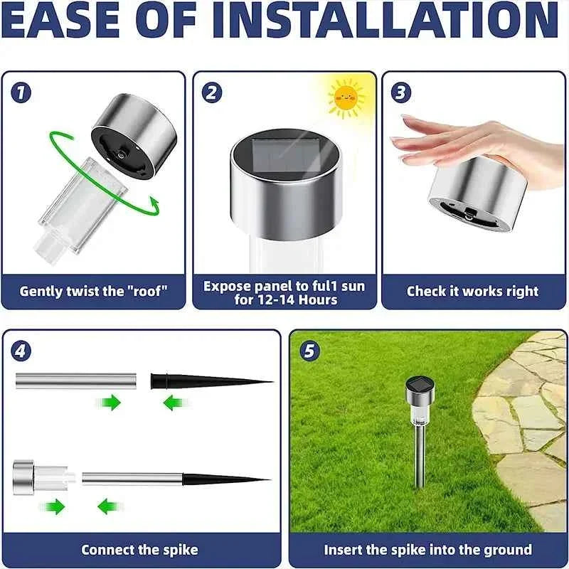 Solar Pathway Lights, 10-Pack | Outdoor Garden Stake Lanterns