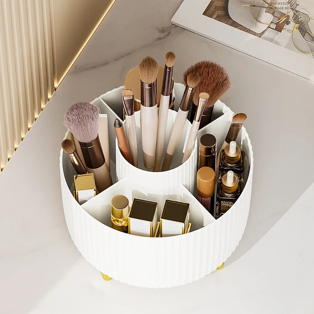 360° Rotating Makeup Organizer with 5 Compartments